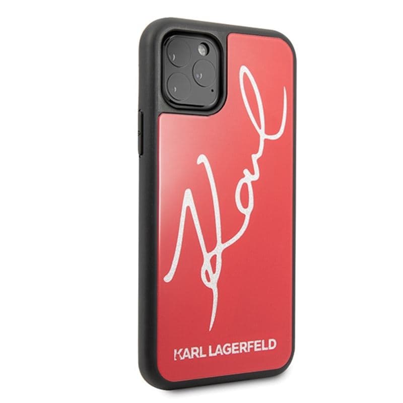 Karl Lagerfeld Double Layers Tempered Glass Signature Glitter Case for iPhone 11 Pro Max (Red) 5