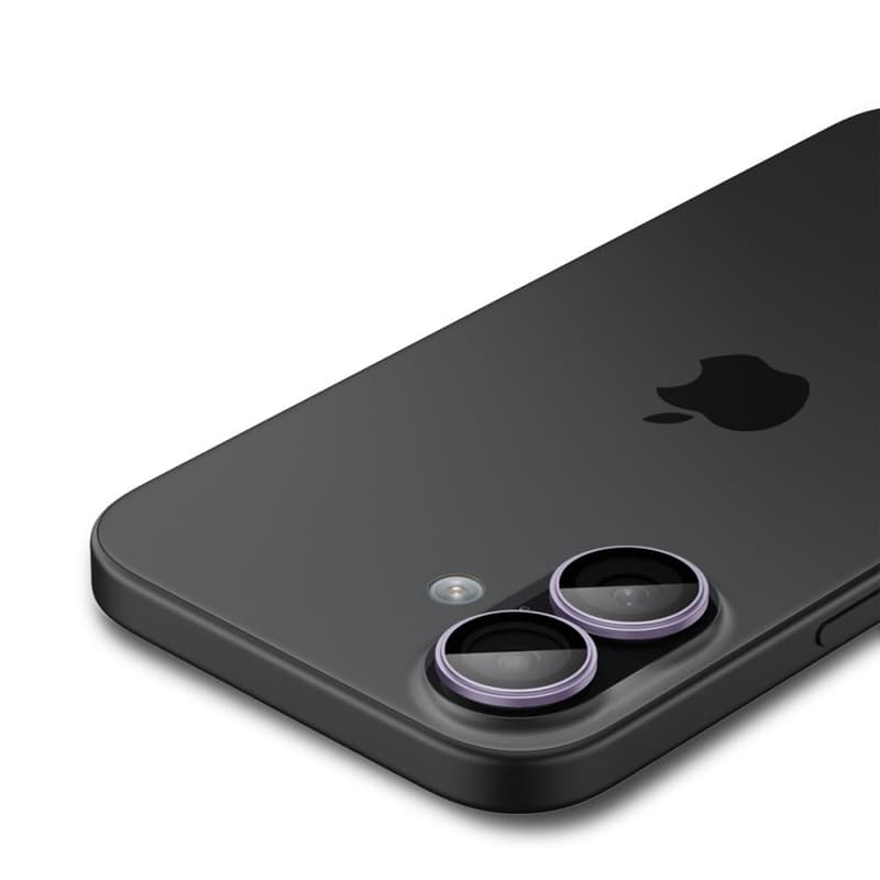 Spigen Optik Pro GLAS.TR EZ Fit Camera Protector 2-Pack - Glass Lens Protector for iPhone 16 / 16 Plus / 17 (2 pcs) (Purple) 4