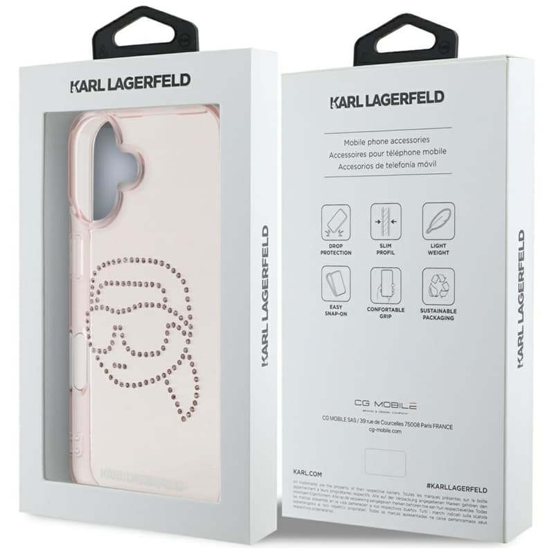 Karl Lagerfeld IML Rhinestones Karl Head - Case for iPhone 16 (pink) 8