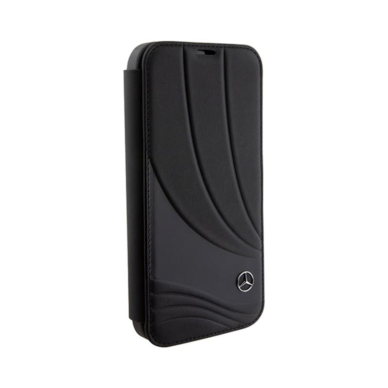 Mercedes Booktype Leather Wave Pattern - iPhone 15 Pro Case (black) 5