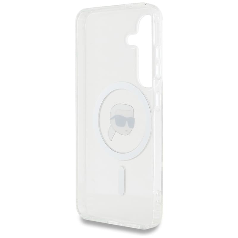 Karl Lagerfeld Button Karl Head Printed Logo MagSafe - Case for Samsung Galaxy S25 (White) 7