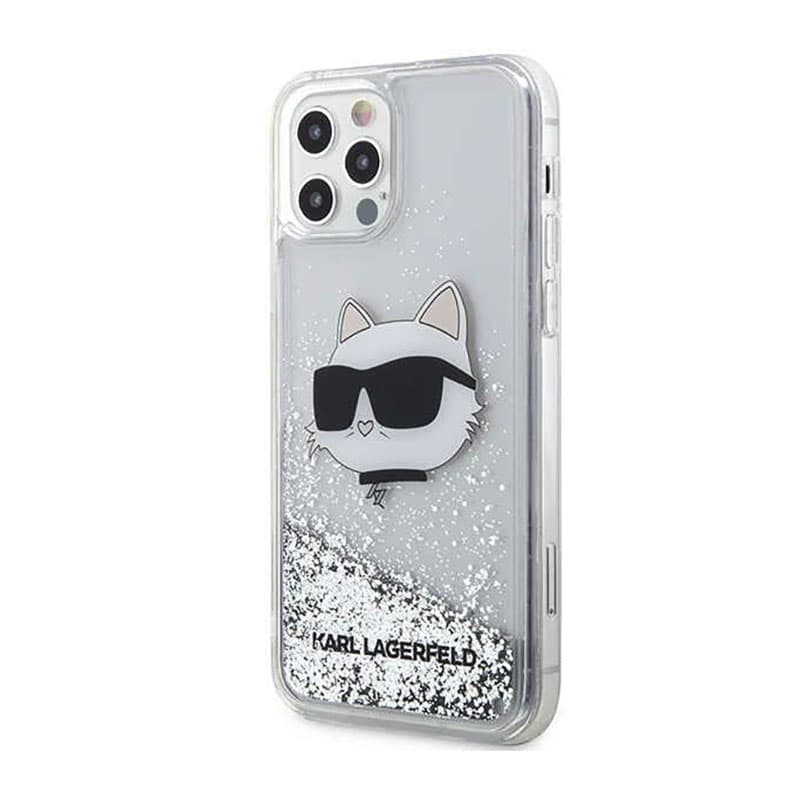 Karl Lagerfeld Liquid Glitter NFT Choupette Head - Case for iPhone 12 / iPhone 12 Pro (Silver) 2