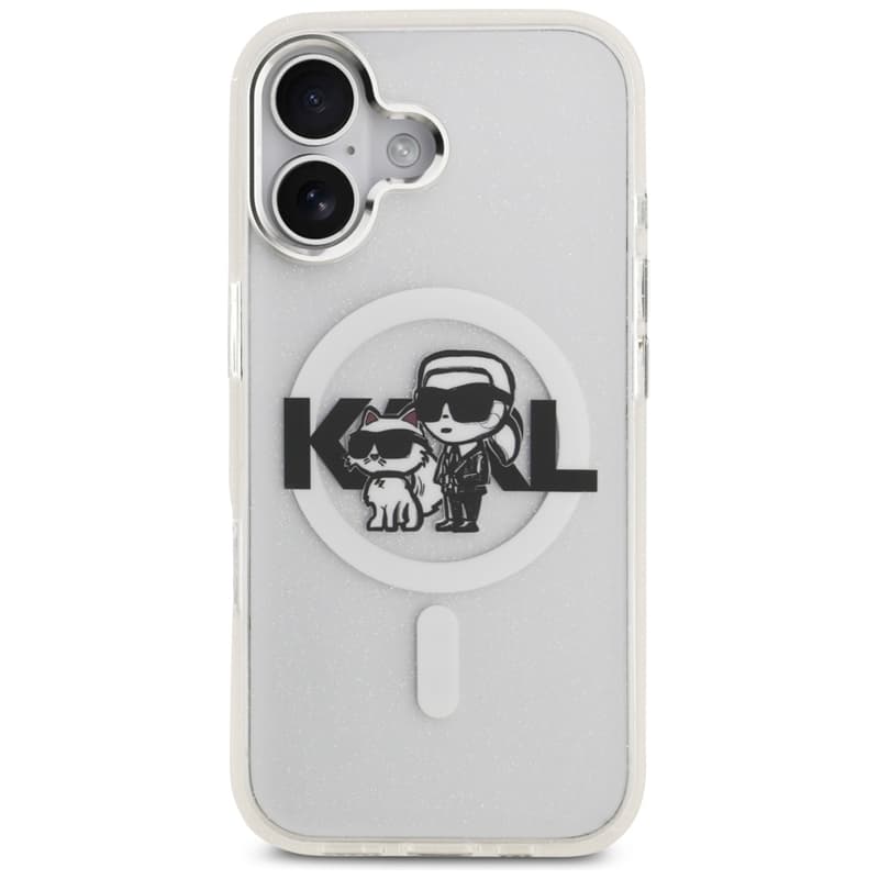 Karl Lagerfeld IML Glitter Karl & Choupette Sketch Logo MagSafe - Case for iPhone 17 (transparent) 3