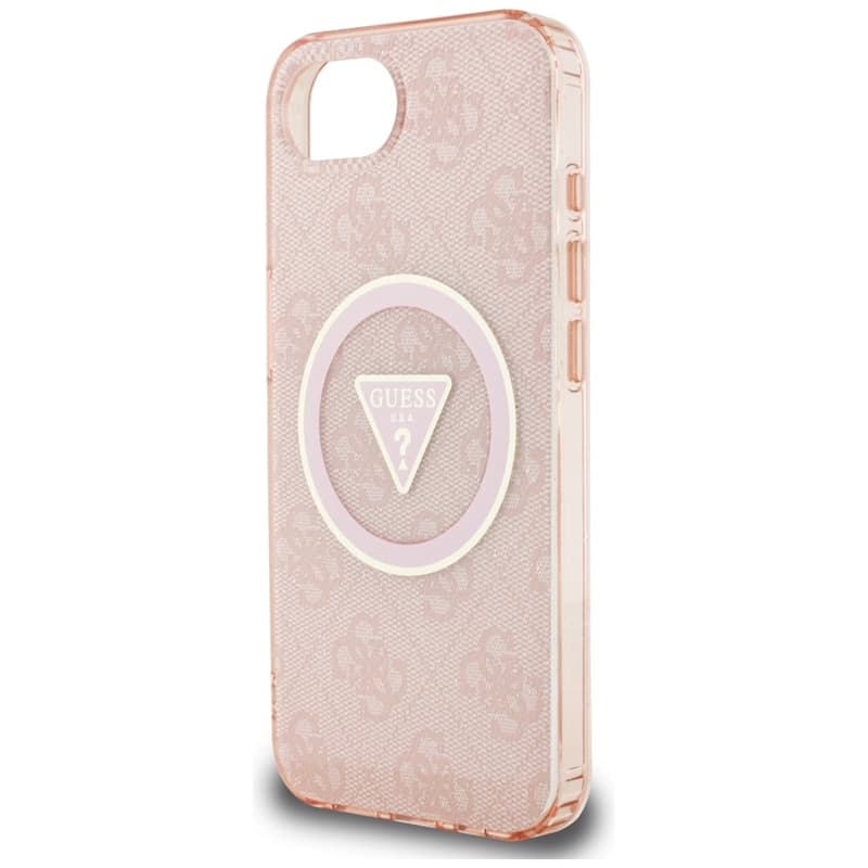Guess IML Metal Glitter 4G Circle Triangle MagSafe - Case for iPhone 16e (pink) 6