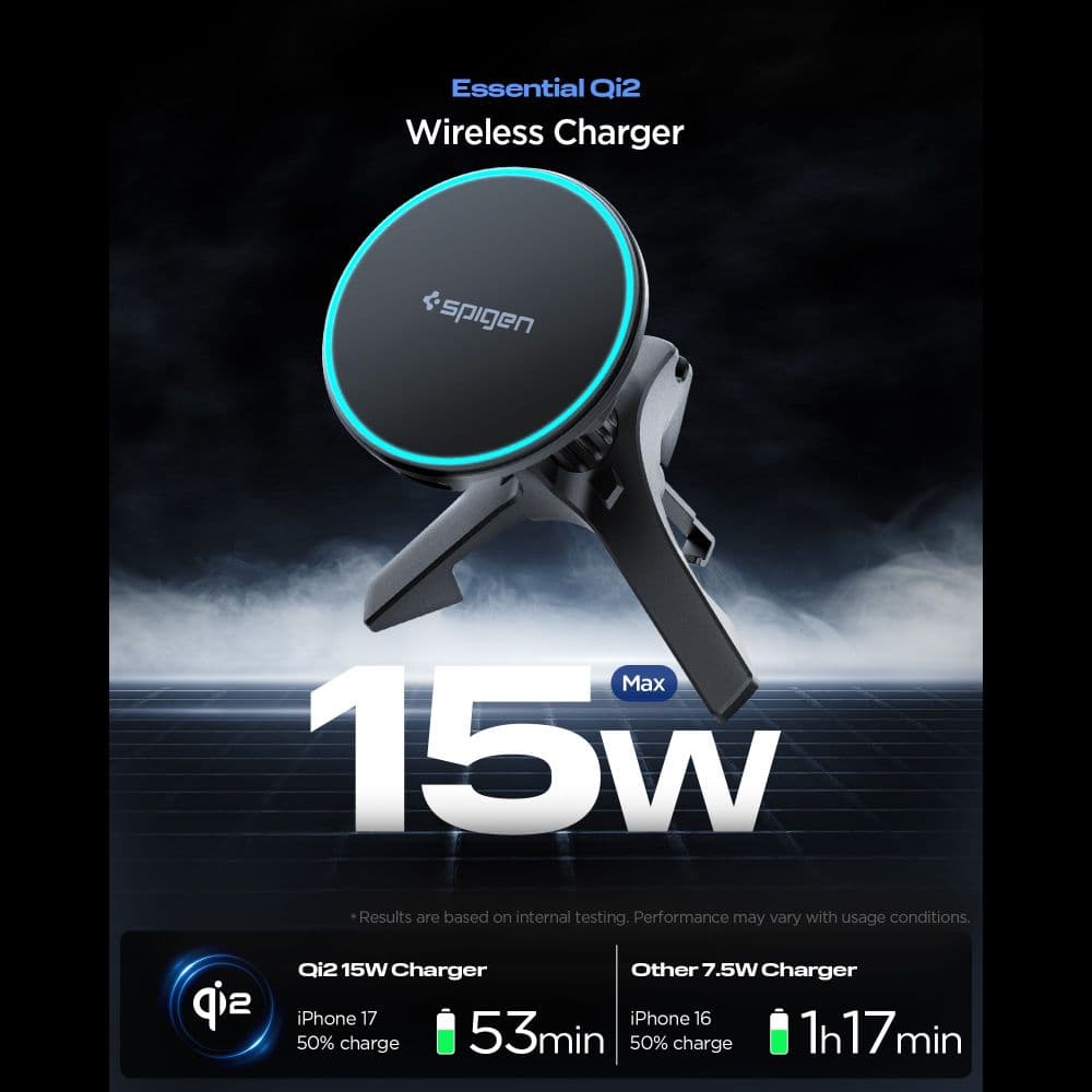 Spigen EV15MAQ Essential - MagSafe 15W Qi2 Car Air Vent Holder (Black) 2