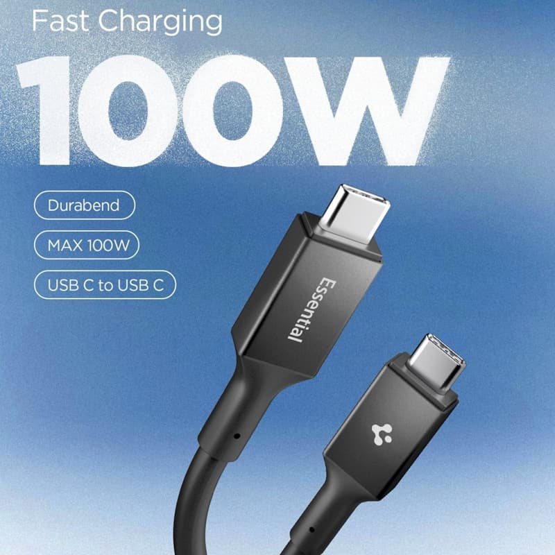 Spigen EB10020CC Essential - USB-C to USB-C PD Cable 100W 2m (Black) 2