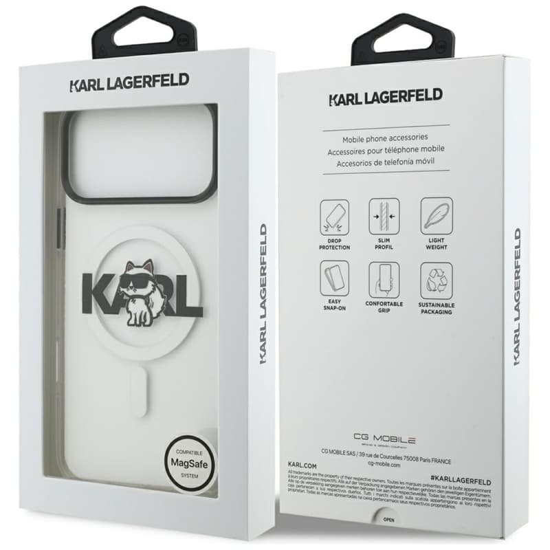 Karl Lagerfeld IML Choupette Sketch Logo MagSafe - Case for iPhone 17 Pro Max (transparent) 8
