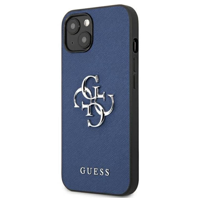 Guess Saffiano 4G Big Silver Logo - Case for iPhone 13 mini (Blue) 2
