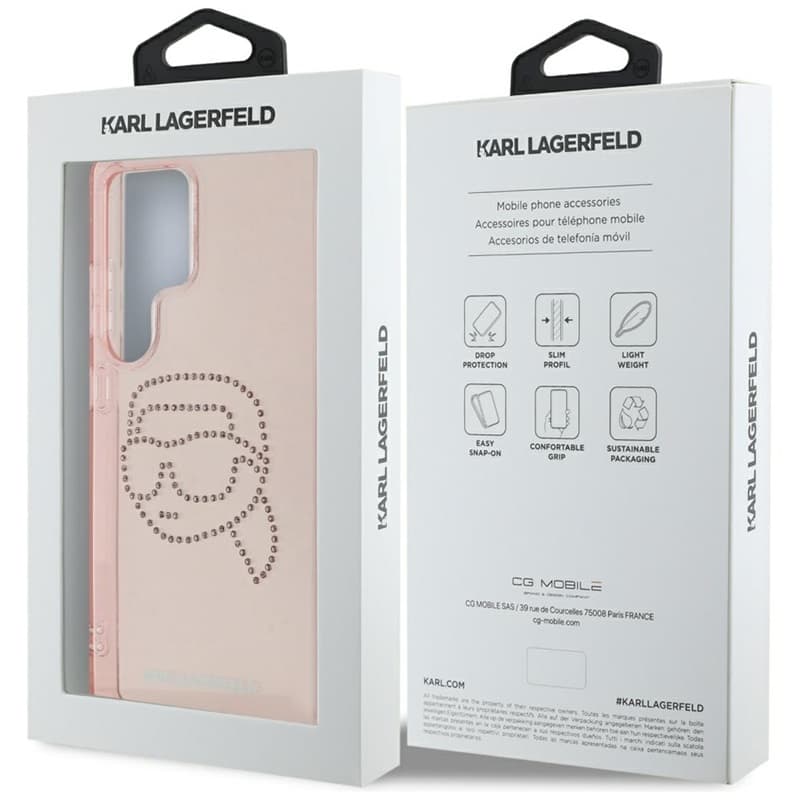 Karl Lagerfeld Rhinestones Karl Head Logo - Case for Samsung Galaxy S25 Ultra (Pink) 8