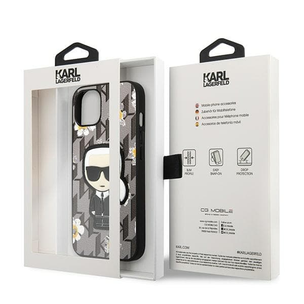 Karl Lagerfeld Iconic Karl Flower - Case for iPhone 13 Mini (Grey) 8