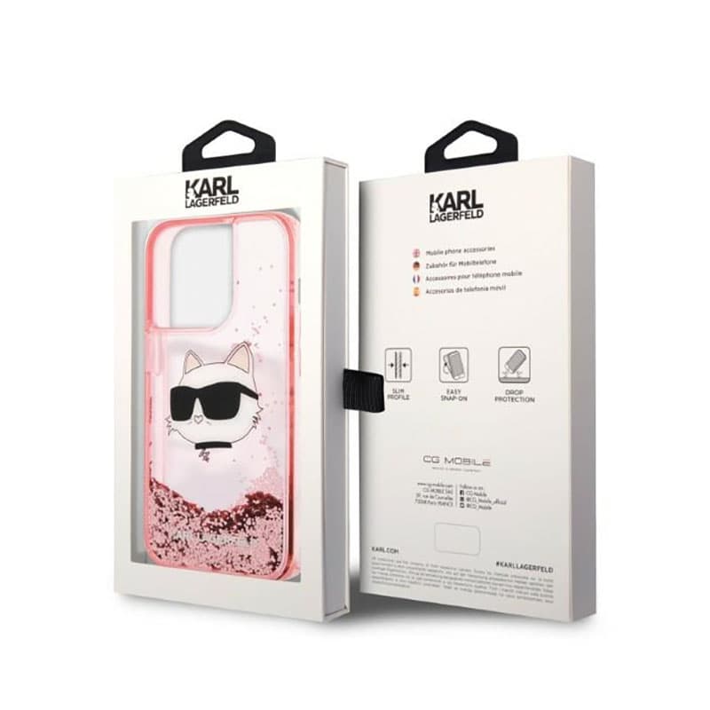 Karl Lagerfeld Liquid Glitter NFT Choupette Head - Case for iPhone 14 Pro (Pink) 8