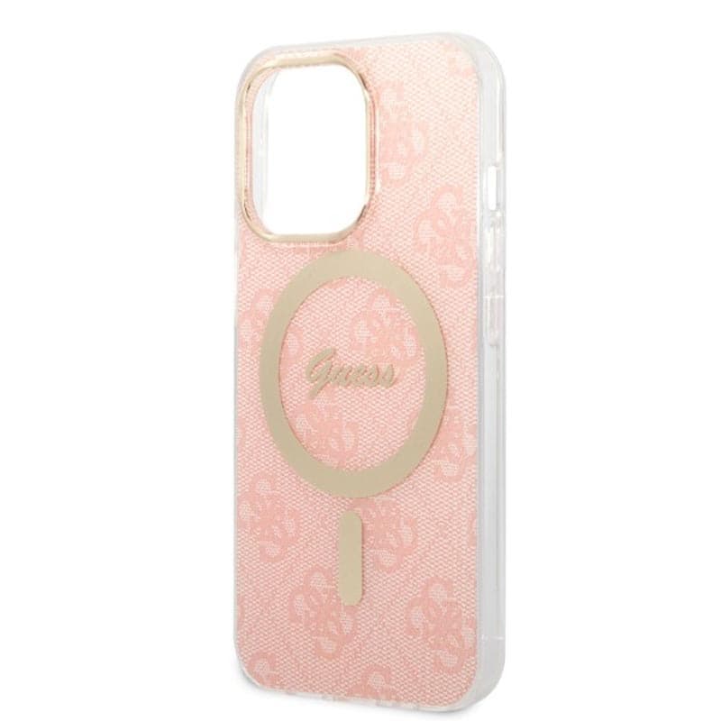 Guess Bundle Pack MagSafe 4G - Set of case for iPhone 13 Pro + MagSafe charger (Pink/Gold) 7