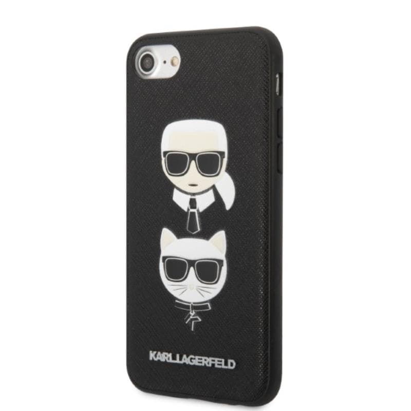 Karl Lagerfeld Saffiano Karl & Choupette Heads - Case for iPhone SE 2022 / SE 2020 / 8 / 7 (Black) 2