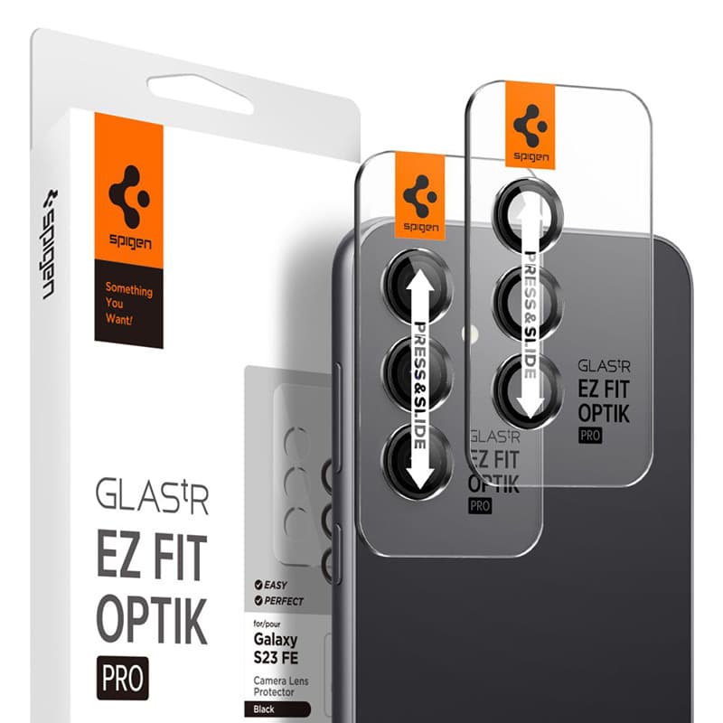 Spigen Optik Pro GLAS.TR EZ Fit Camera Protector 2-Pack - Lens protection glass for Samsung Galaxy S23 FE (2 pcs) (Black) 1