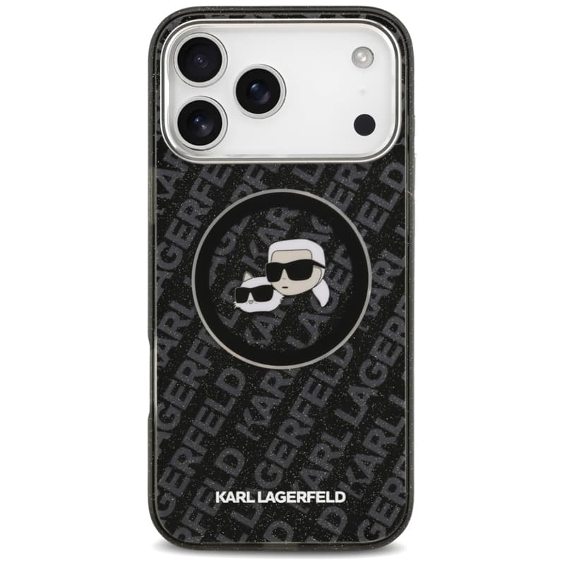 Karl Lagerfeld IML Glitter Karl & Choupette Heads Logo MagSafe - Case for iPhone 17 Pro Max (black) 3
