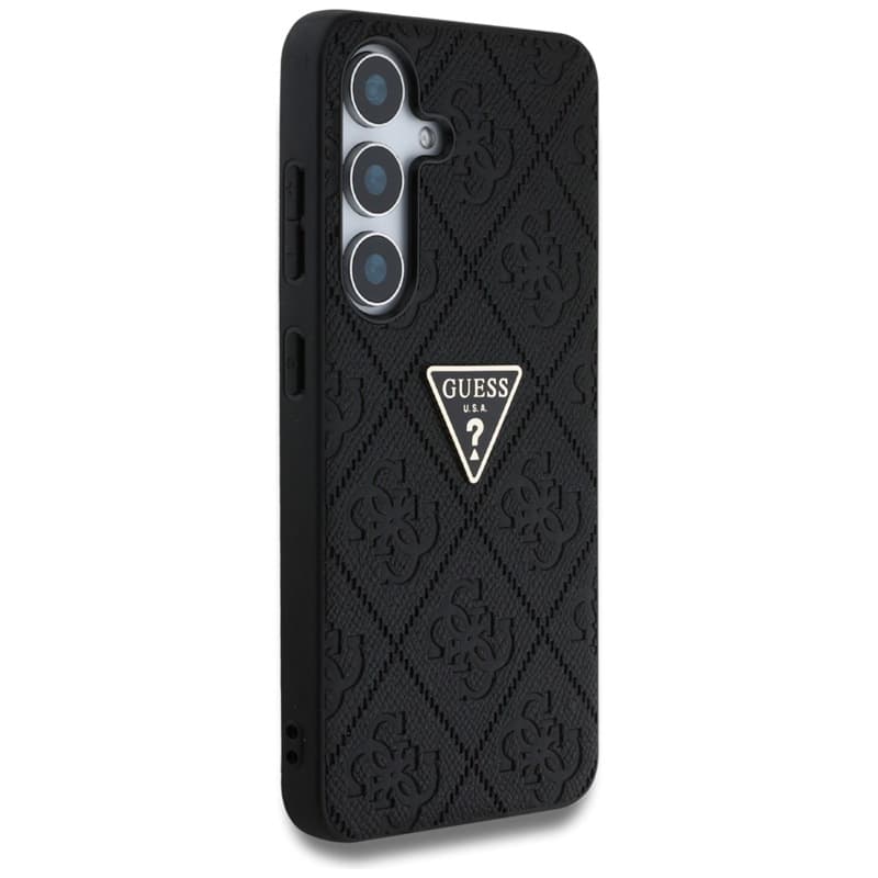 Guess Hot Stamp 4G Pattern Triangle Metal Logo - Case for Samsung Galaxy S25 (black) 4