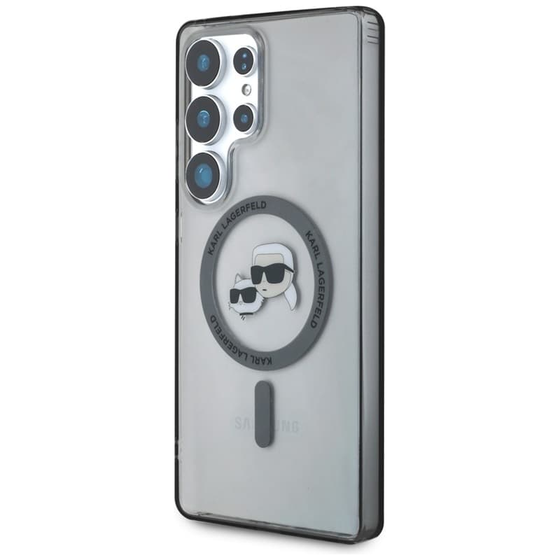 Karl Lagerfeld Button Karl & Choupette Heads Printed Logo MagSafe - Case for Samsung Galaxy S25 Ultra (Black) 2