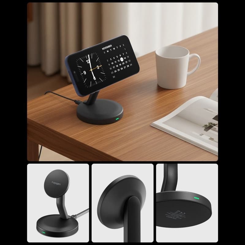 Spigen EF151MS Essential - MagSafe 15W Wireless Charger (Black) 7