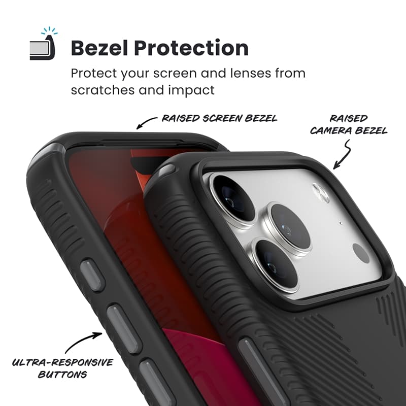 Speck Presidio2 Grip ClickLock & MagSafe Case for iPhone 17 Pro Max (Black / Gray / White) 5