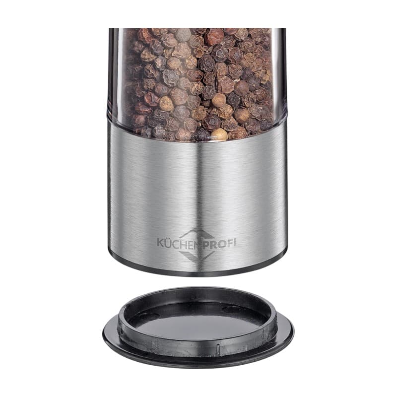 Küchenprofi Boston - Electric Salt and Pepper Mills with Ceramic Grinding Mechanism 23x5 cm Set of 2 (Silver) 3