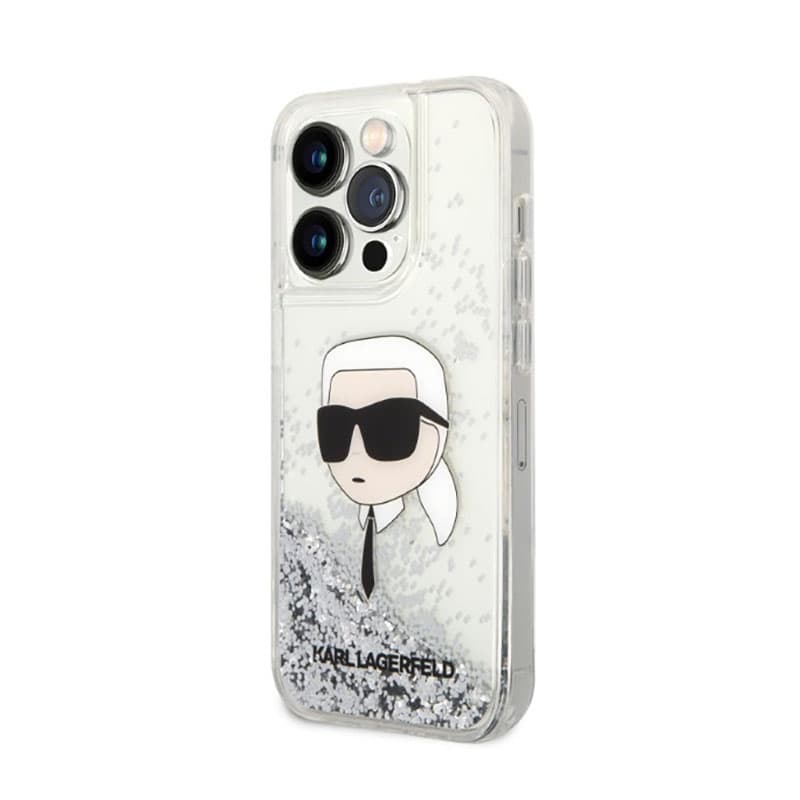 Karl Lagerfeld Liquid Glitter NFT Karl's Head - Case for iPhone 14 Pro Max (Silver) 2