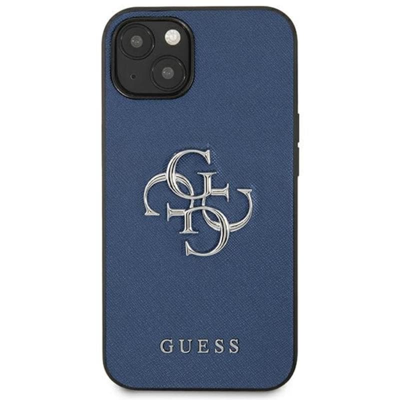 Guess Saffiano 4G Big Silver Logo - Case for iPhone 13 mini (Blue) 3