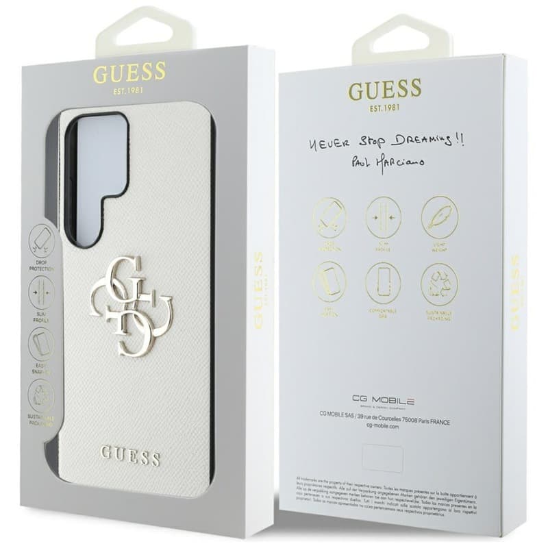 Guess Grained Big 4G Logo Small Classic Logo - Case for Samsung Galaxy S25 Ultra (beige) 8