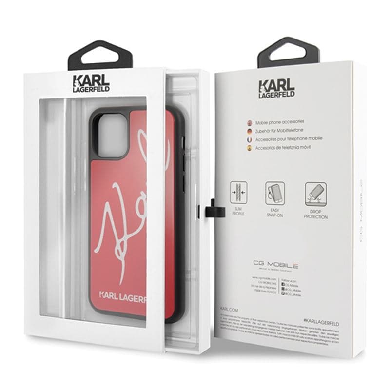 Karl Lagerfeld Double Layers Tempered Glass Signature Glitter Case for iPhone 11 Pro Max (Red) 7