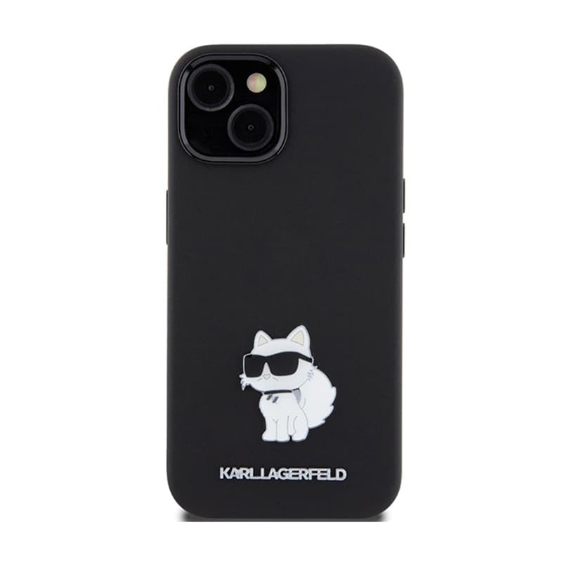 Karl Lagerfeld Silicone Choupette Metal Pin - iPhone 15 Plus Case (Black) 3