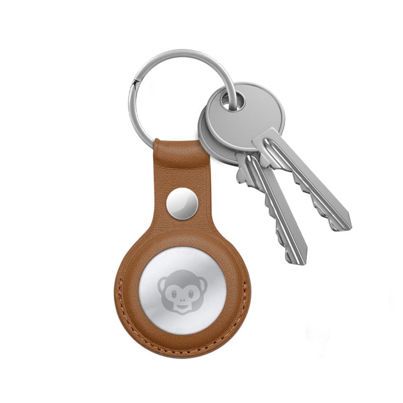 Crong Leather Case with Key Ring – Protective leather case with key ring for Apple AirTag 1/2 (brown) 3