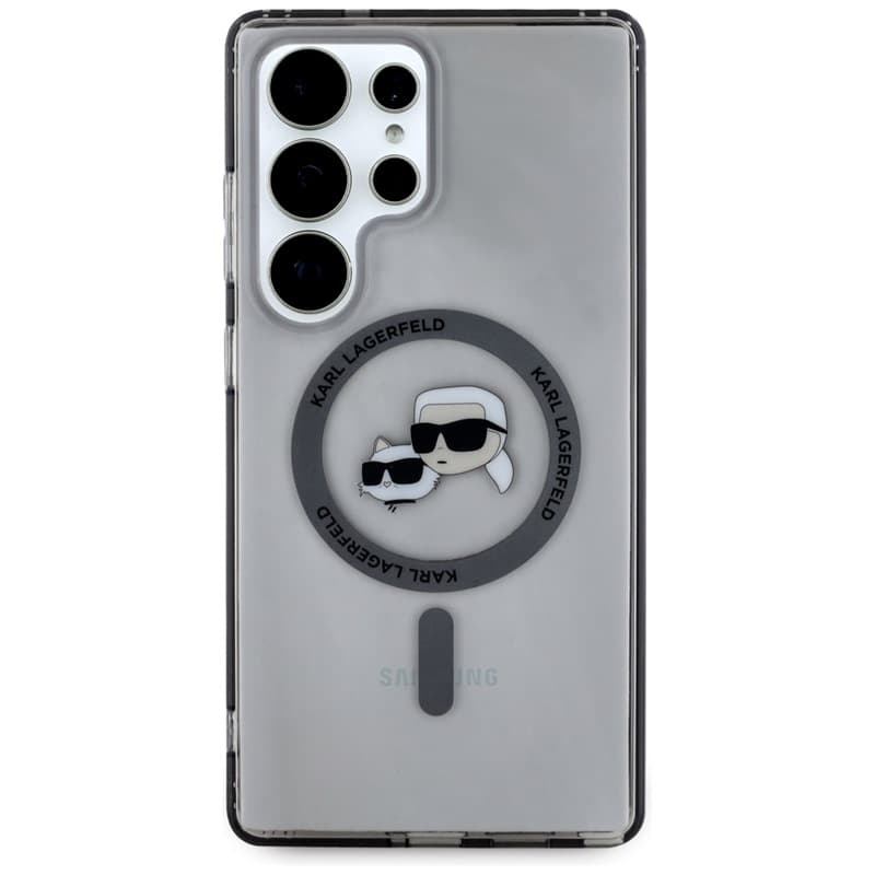 Karl Lagerfeld Button Karl & Choupette Heads Printed Logo MagSafe - Case for Samsung Galaxy S25 Ultra (Black) 3