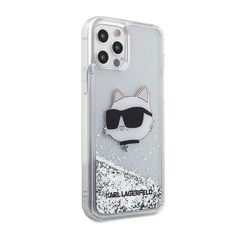 Karl Lagerfeld Liquid Glitter NFT Choupette Head - Case for iPhone 12 / iPhone 12 Pro (Silver) 4