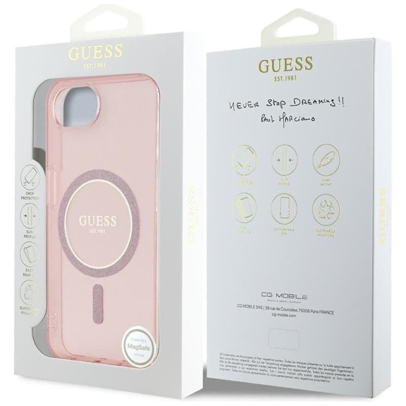 Guess IML Glitter Circle MagSafe - Case for iPhone 16e (pink) 8