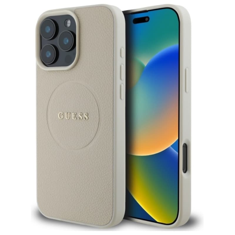 Guess Grained Ring MagSafe - Case for iPhone 16 Pro Max (beige) 1