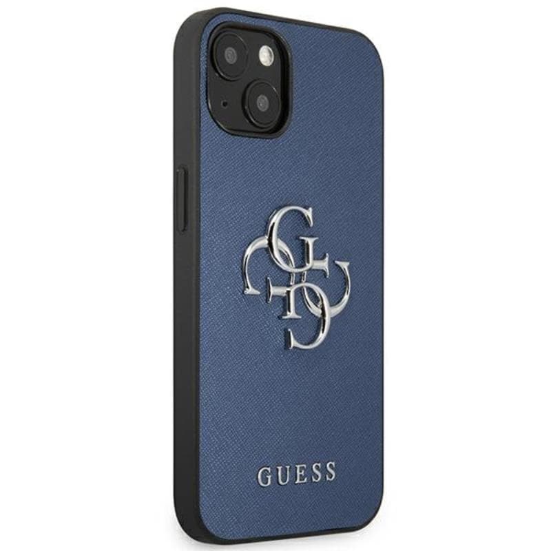 Guess Saffiano 4G Big Silver Logo - Case for iPhone 13 mini (Blue) 4