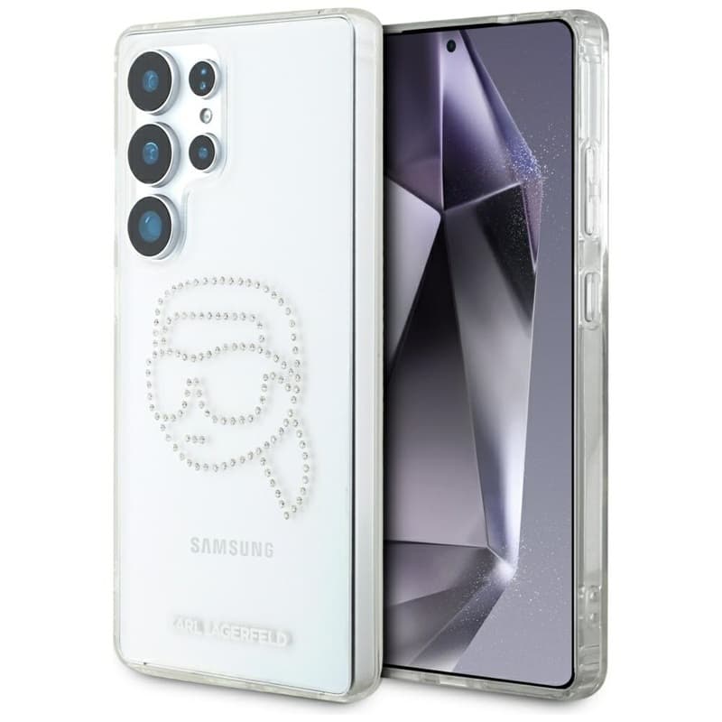 Karl Lagerfeld Rhinestones Karl Head Logo - Case for Samsung Galaxy S25 Ultra (Transparent)