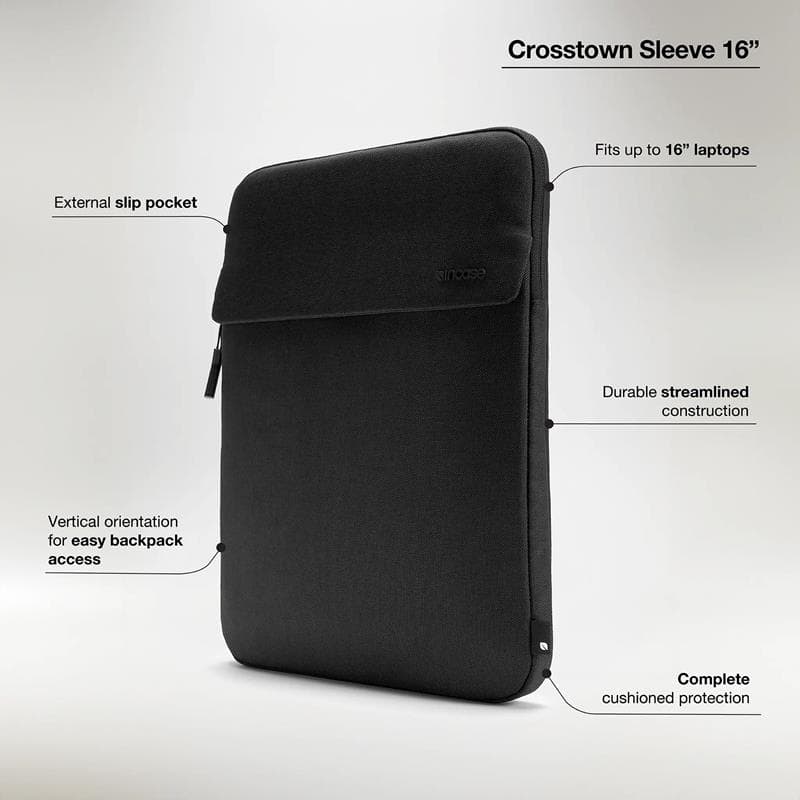 Incase Crosstown Sleeve with Woolenex - Case with Pocket for MacBook Pro 16" (M4/M3/M2/M1/2024-2021) (Black) 6