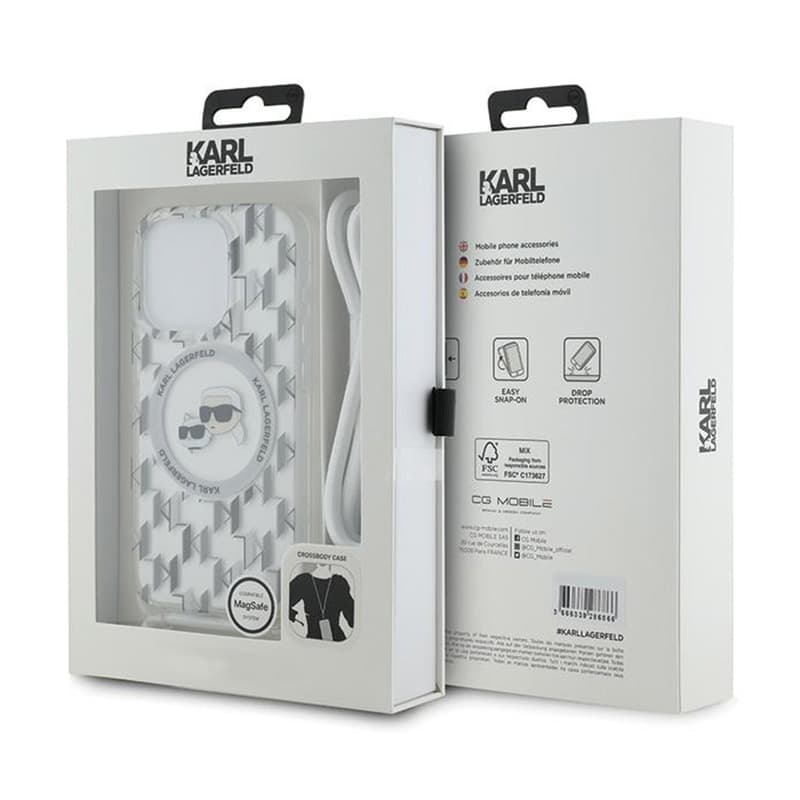 Karl Lagerfeld IML Crossbody Monogram Karl & Choupette Head MagSafe - iPhone 15 Pro Case (Transparent) 6