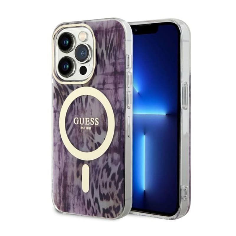 Guess Leopard MagSafe - Case for iPhone 14 Pro Max (Pink)
