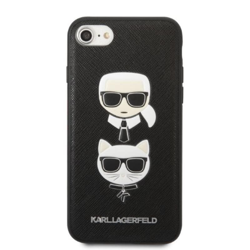 Karl Lagerfeld Saffiano Karl & Choupette Heads - Case for iPhone SE 2022 / SE 2020 / 8 / 7 (Black) 3