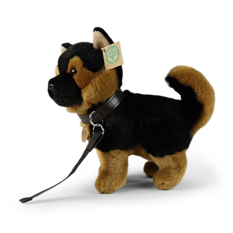 Rappa - Plush realistic toy Standing German Shepherd Dog with Leash 23 cm Eco-Friendly 3