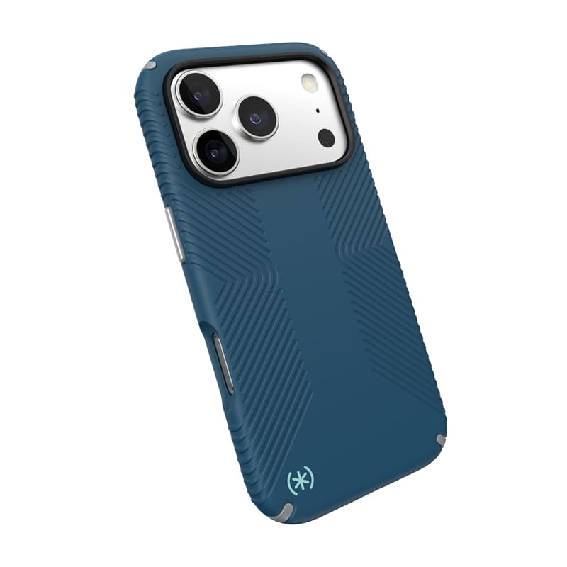 Speck Presidio2 Grip MagSafe - iPhone 17 Pro Case (Deep Sea/Silver Metallic) 7