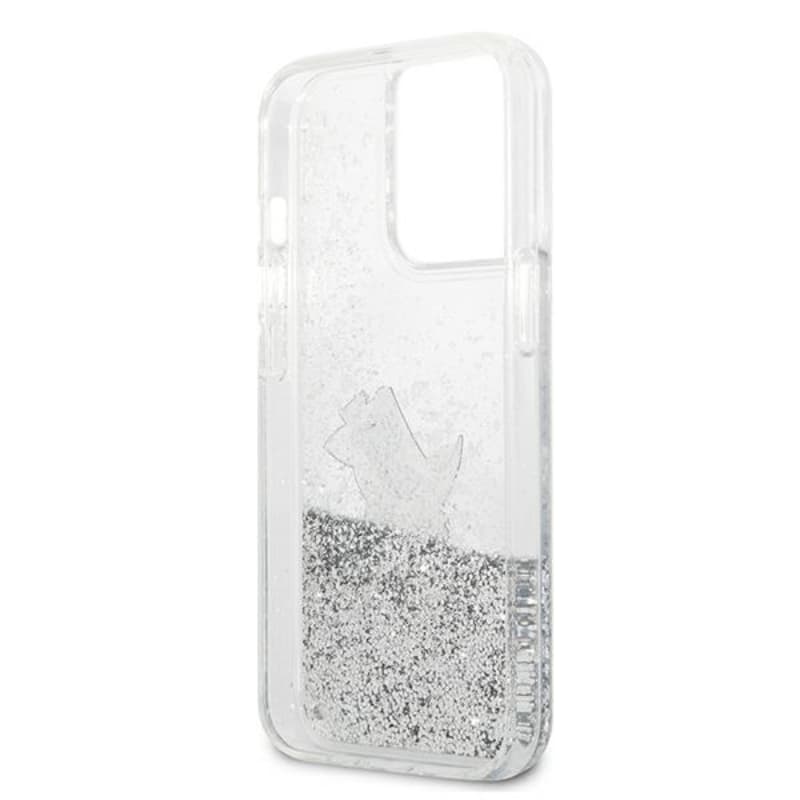 Karl Lagerfeld Liquid Glitter Choupette Fun - Case for iPhone 13 Pro Max (Silver) 7