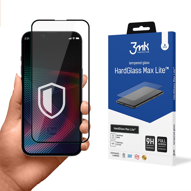 3mk HardGlass Max Lite - Tempered Glass for iPhone 14 Pro (Black)