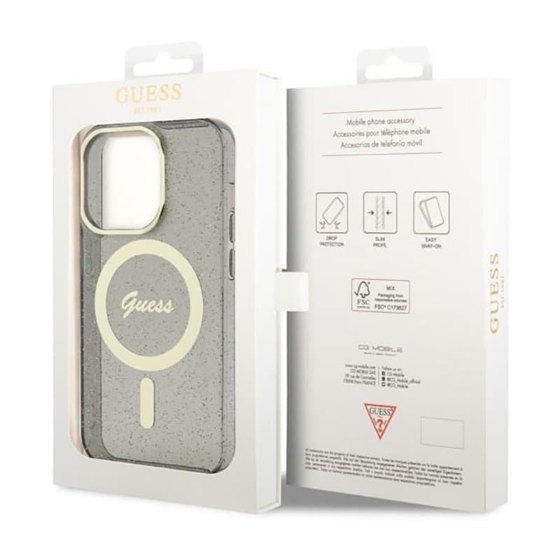 Guess Glitter Gold MagSafe - Case for iPhone 14 Pro (Black) 8