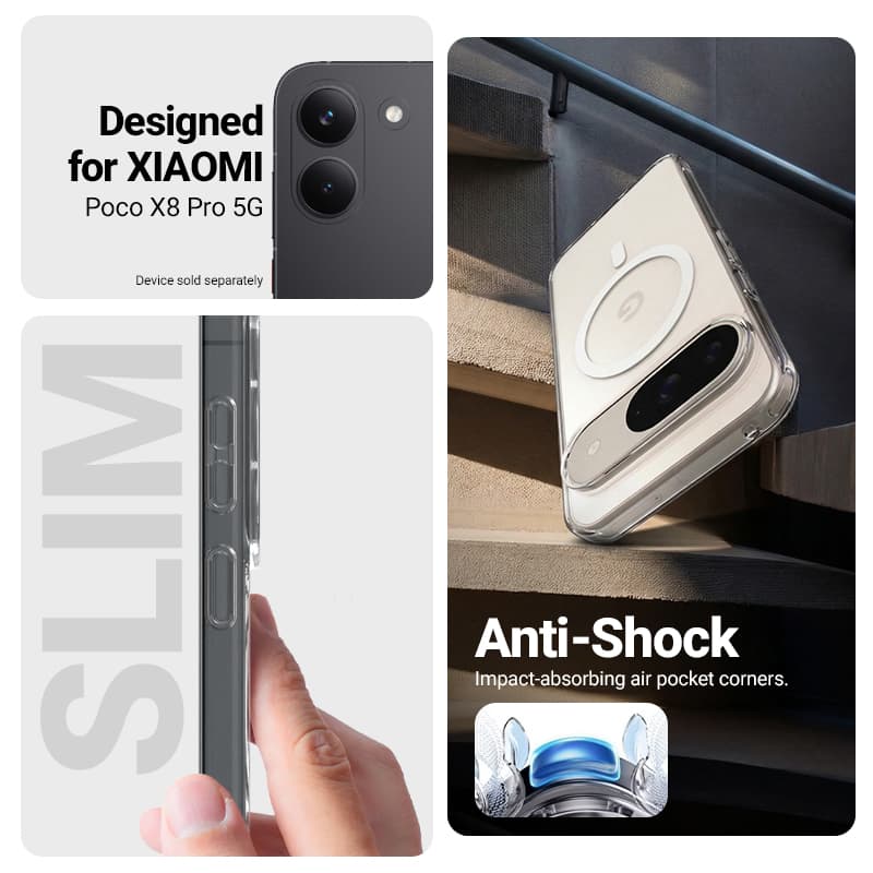 Crong Hybrid Clear Magnetic - MagSafe Case Xiaomi POCO X8 Pro 5G (Transparent) 2