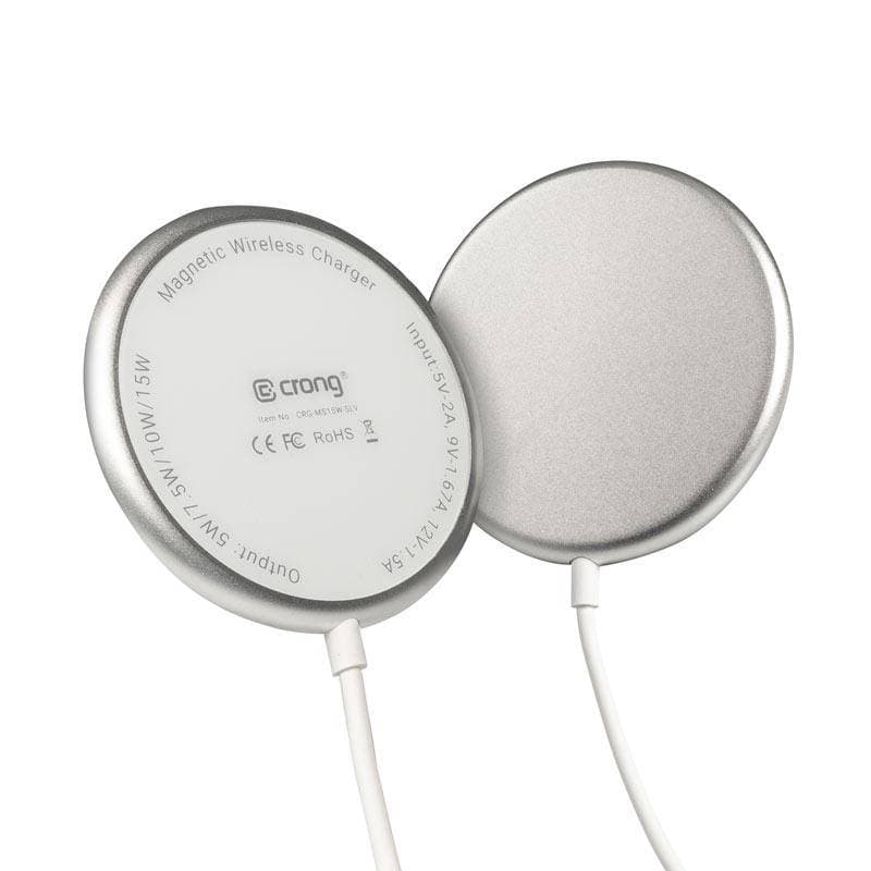 Crong MagSpot Wireless Charger – Aluminum MagSafe 15W Inductive Charger (Silver White) 4