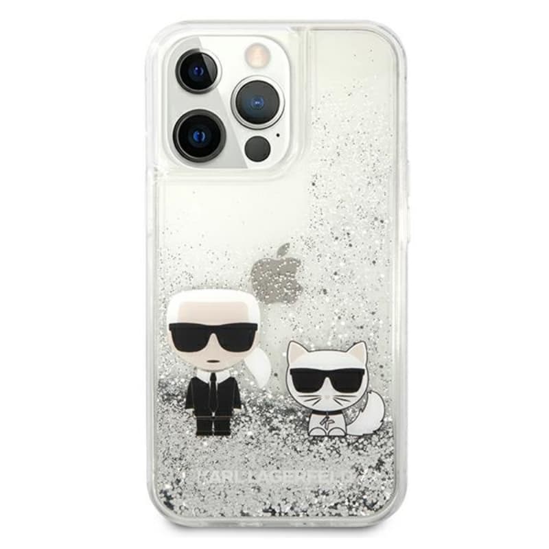 Karl Lagerfeld Liquid Glitter Karl & Choupette - Case for iPhone 13 Pro (Silver) 3