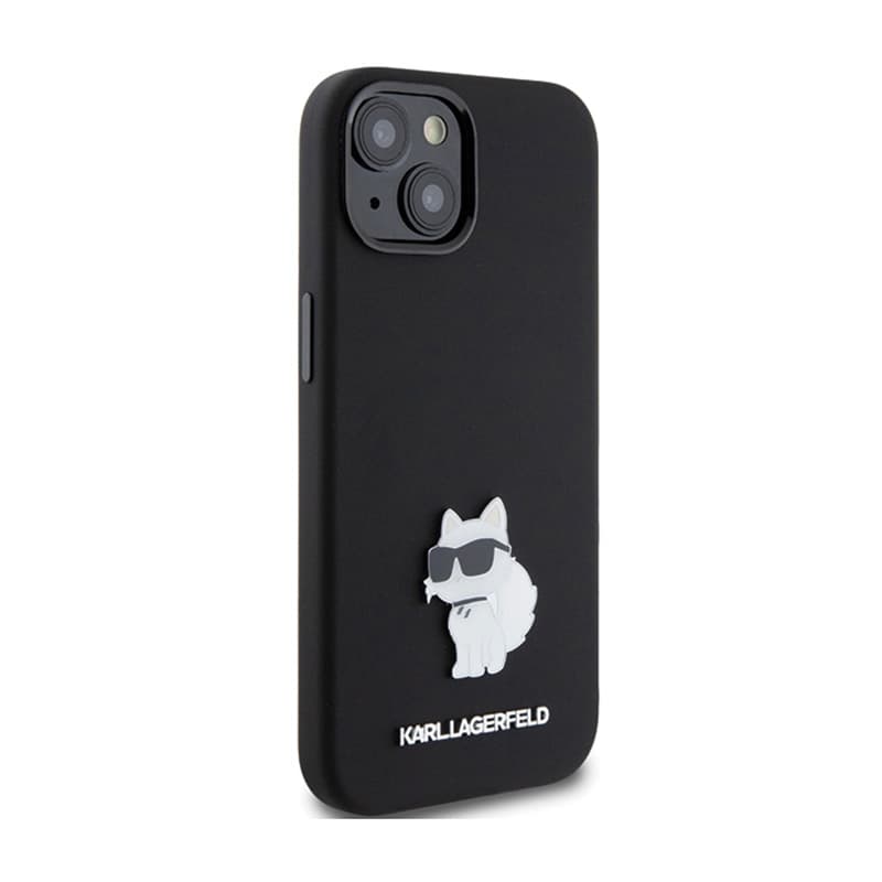 Karl Lagerfeld Silicone Choupette Metal Pin - iPhone 15 Plus Case (Black) 4