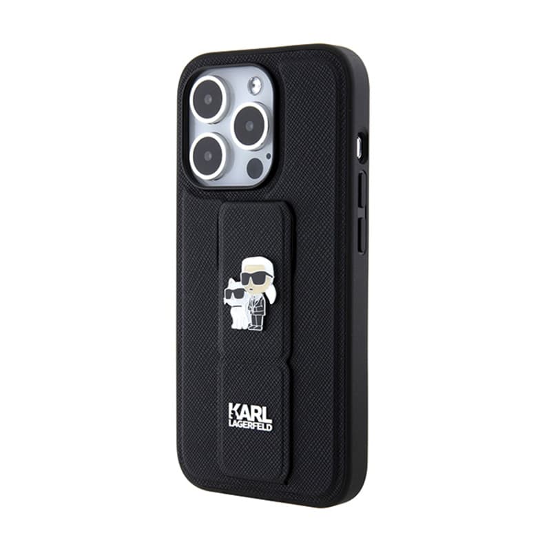 Karl Lagerfeld Gripstand Saffiano Karl & Choupette Pins - iPhone 13 Pro Case (black) 2